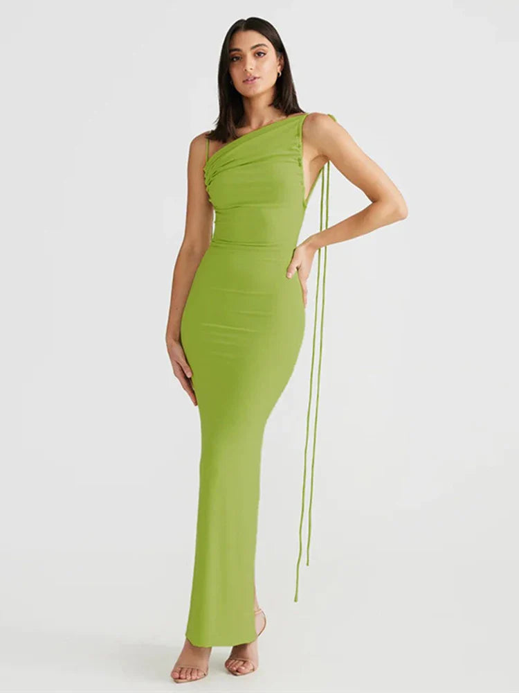 Long Halter Backless Slim Bodycon Spring Summer Maxi Dress