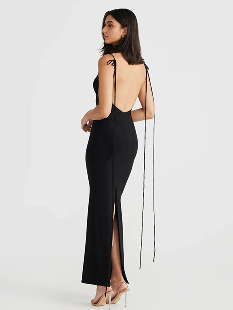 Long Halter Backless Slim Bodycon Spring Summer Maxi Dress