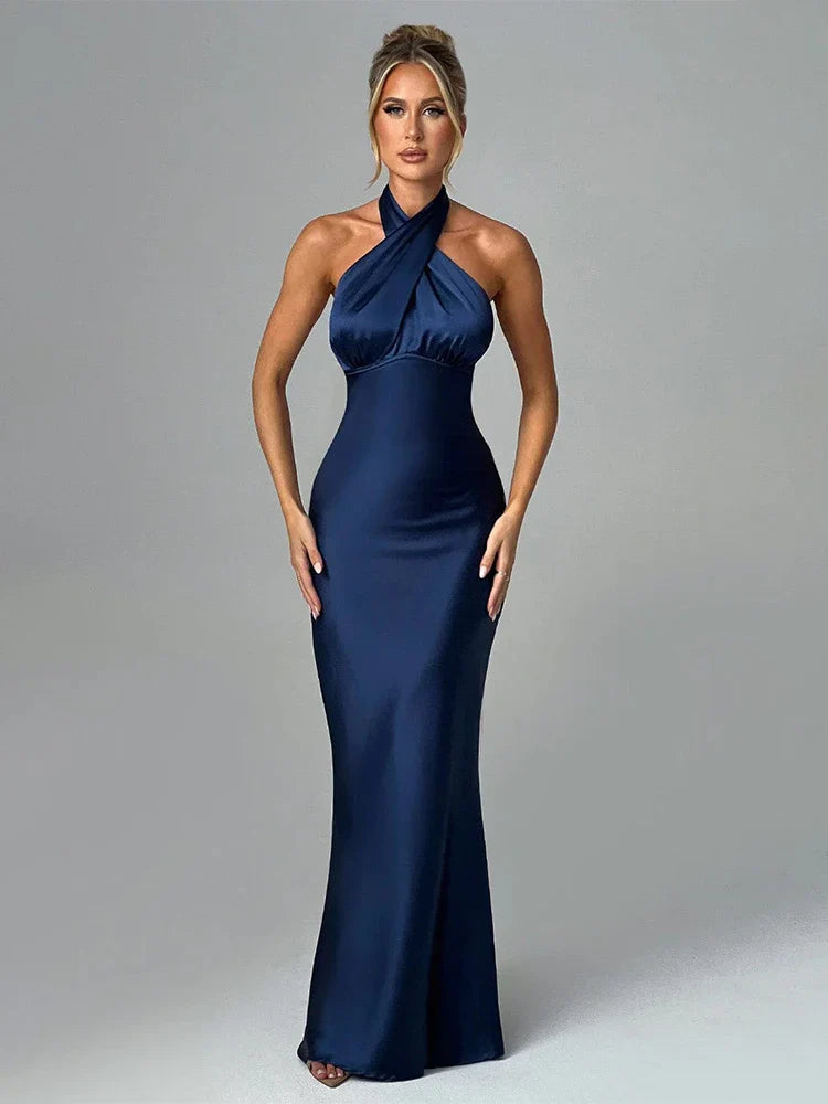Slim Bodycon Halter Backless Nightclub Party Maxi Dress