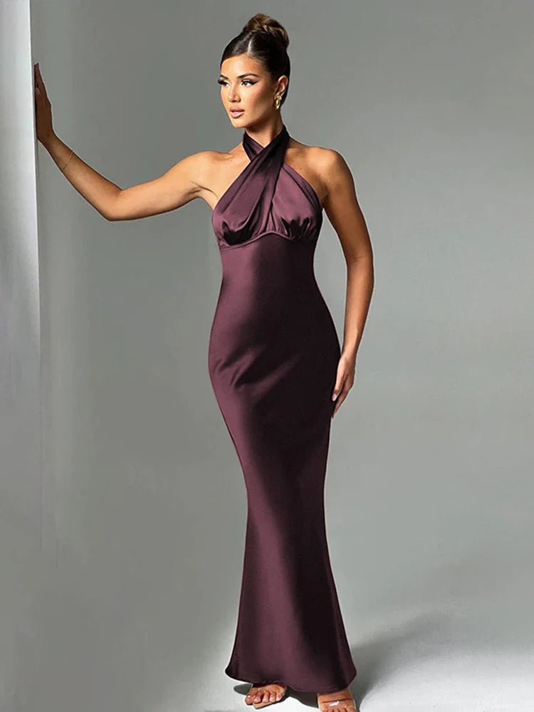 Slim Bodycon Halter Backless Nightclub Party Maxi Dress