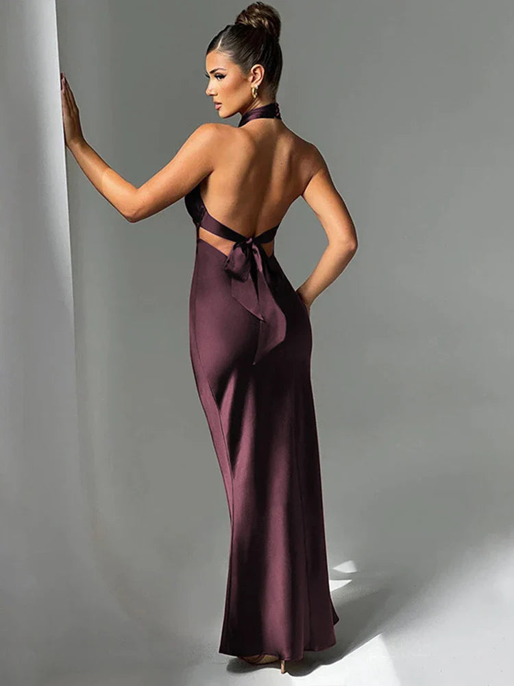 Slim Bodycon Halter Backless Nightclub Party Maxi Dress