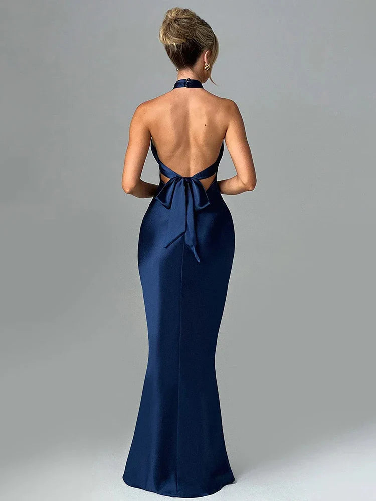 Slim Bodycon Halter Backless Nightclub Party Maxi Dress