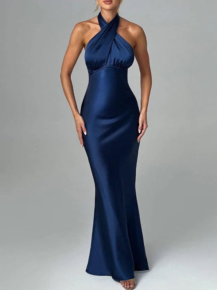 Slim Bodycon Halter Backless Nightclub Party Maxi Dress