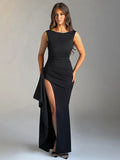 Slim Bodycon Ruffles High Split Summer Maxi Dress