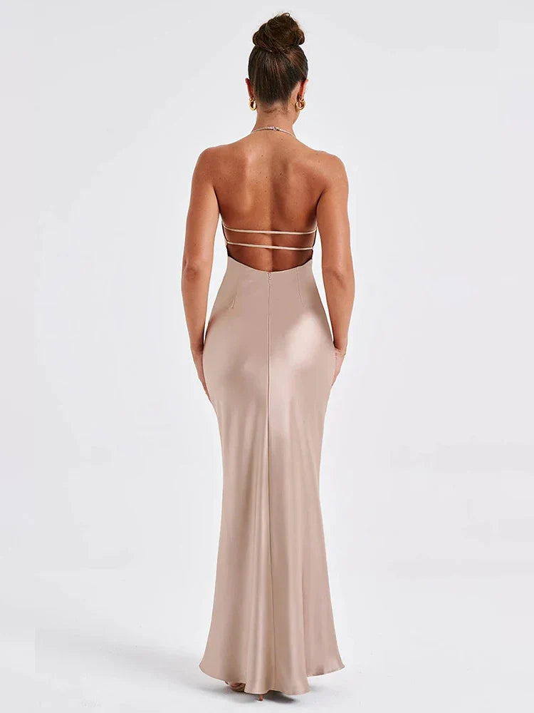 Slim Bodycon Spaghetti Strap Backless Summer Maxi Dress
