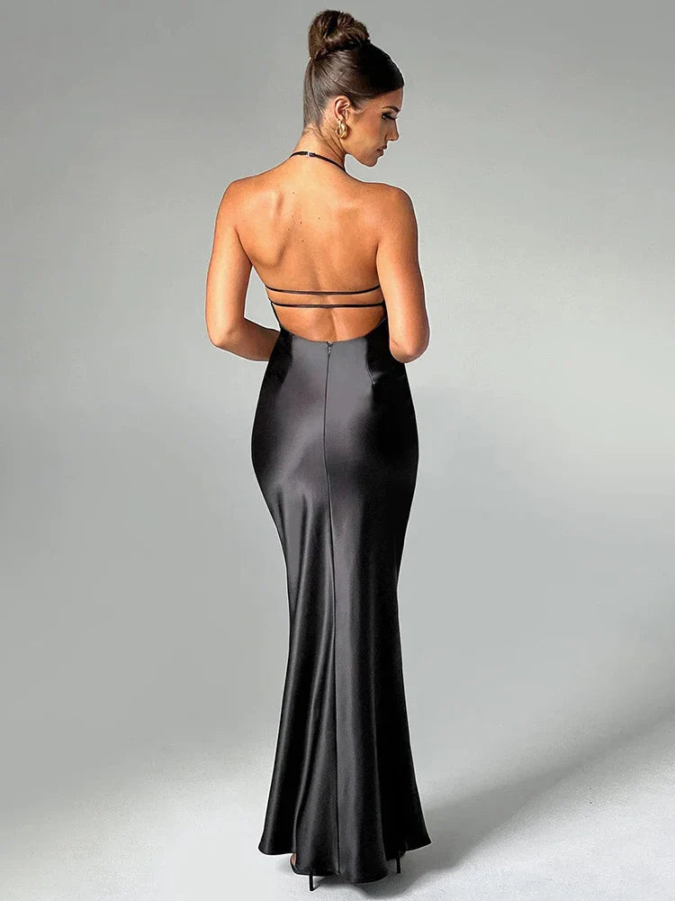 Slim Bodycon Spaghetti Strap Backless Summer Maxi Dress