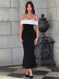 Off Shoulder Backless Slim Bodycon Midi Dress
