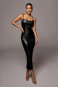 Gilded Strap Backless Bodycon Club Midi Dress