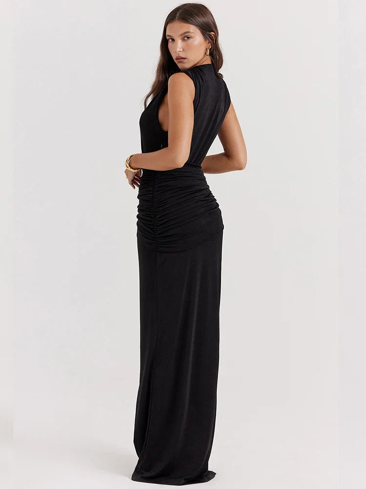Split Deep V-Neck Nightclub Elegant Maxi Dress