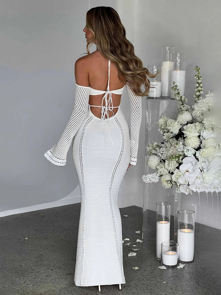 Knitting Bodycon Long Backless Party Maxi Dress