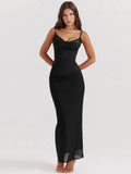 Lace Mesh Slim Strap Bodycon Midi Dress