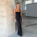 Lace Slim Bodycon Spaghetti Strap Backless Maxi Dress