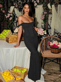 Mermaid Off-Shoulder Lace Patchwork Backless Maxi Dress