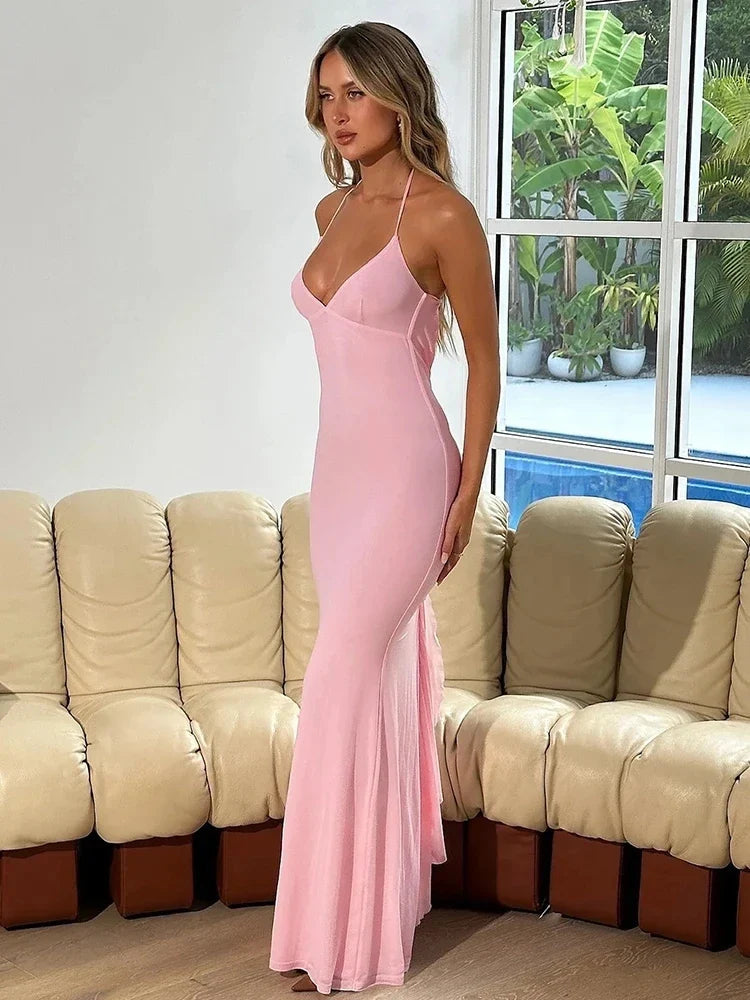 Mermaid Bodycon Halter Backless Nightclub Summer Maxi Dress