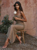 Sequin Strap Elegant Party Midi Dress