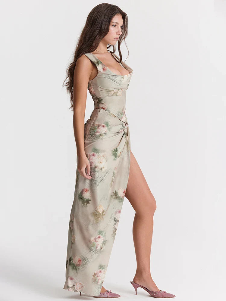 Gothic Split Black Asymmetric Cheongsam Maxi Dress