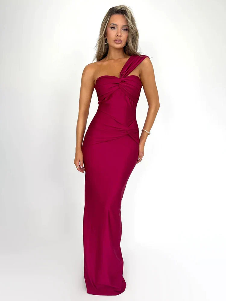 One Shoulder Bodycon Strapless Backless Maxi Dress
