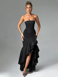 Ruffles High Split Nightclub Slim Bodycon Summer Maxi Dress