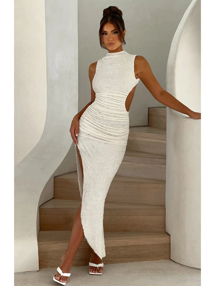 Asymmetric Slim Bodycon Backless Party Maxi Dress