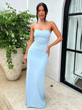 Bandage Pleated Backless Slim Spring Summer Maxi Dress