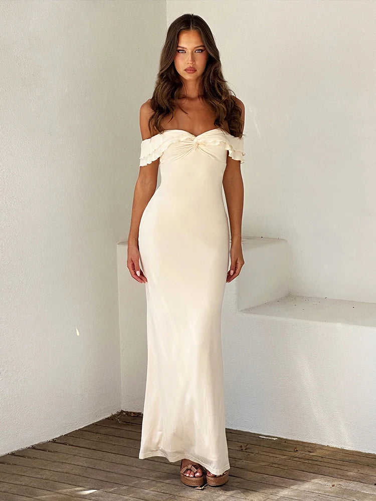 Bodycon Strapless Off Shoulder Summer Maxi Dress