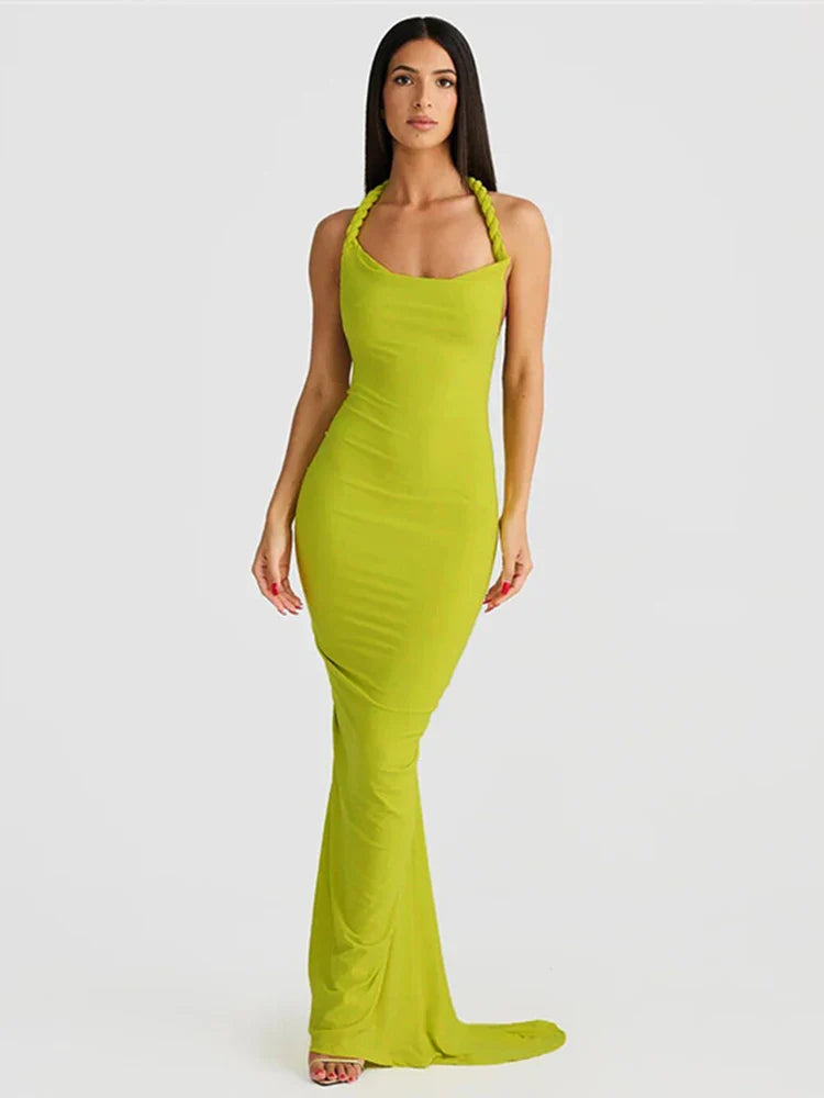Bodycon Elegant Long Mermaid Halter Off Shoulder Spring Summer Maxi Dress