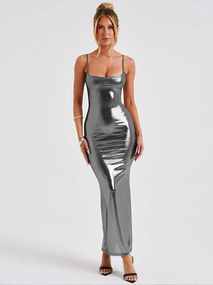 Nightclub Crop Top High Split Slim Maxi Dress