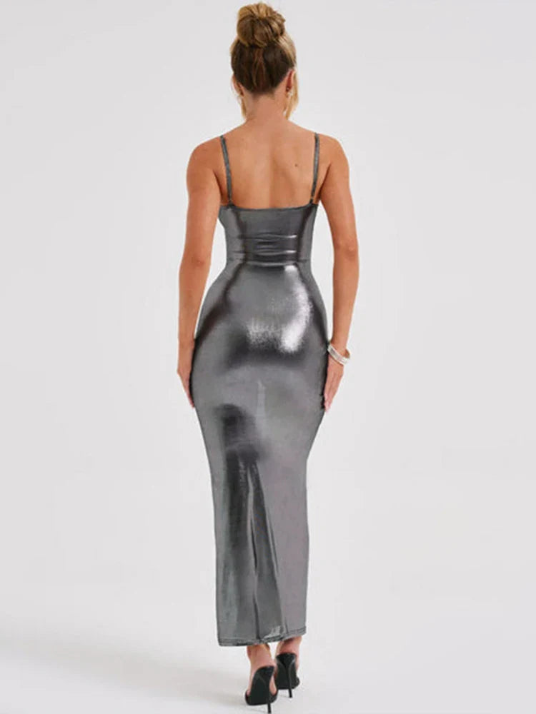 Nightclub Crop Top High Split Slim Maxi Dress