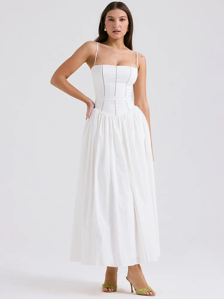 Wrap A Line Hollow Out Bandage Midi Dress