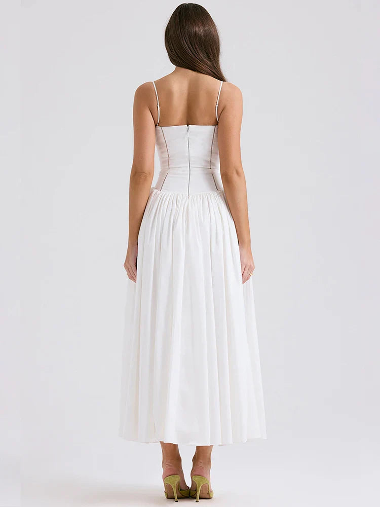 Wrap A Line Hollow Out Bandage Midi Dress