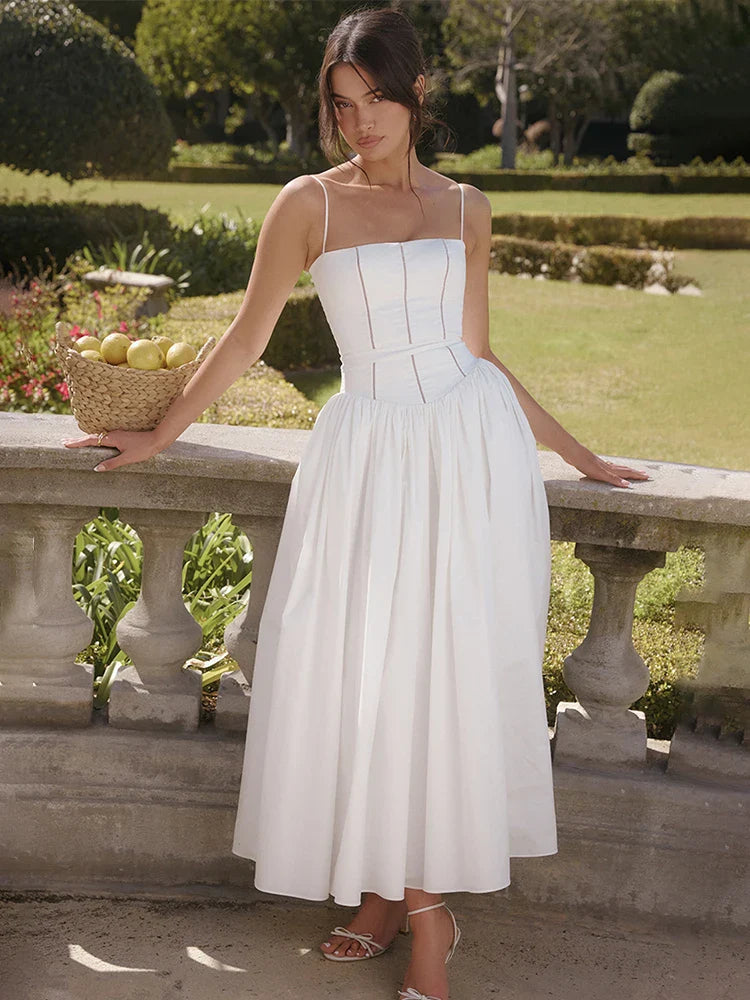 Wrap A Line Hollow Out Bandage Midi Dress