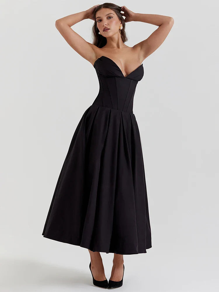 Wrap A Line Backless Fishbone Midi Dress