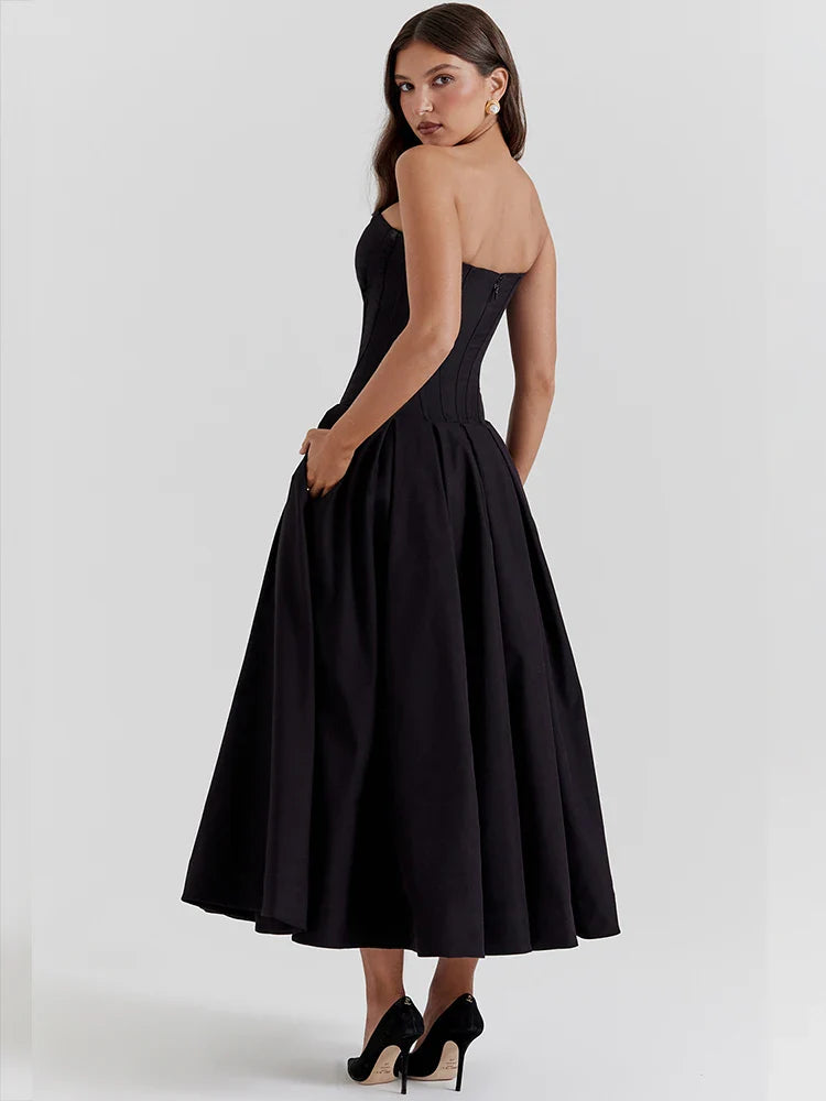 Wrap A Line Backless Fishbone Midi Dress