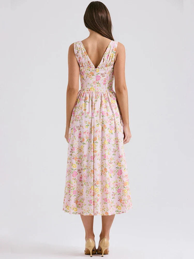 Wrap A Line Spaghetti Strap Elegant Midi Dress