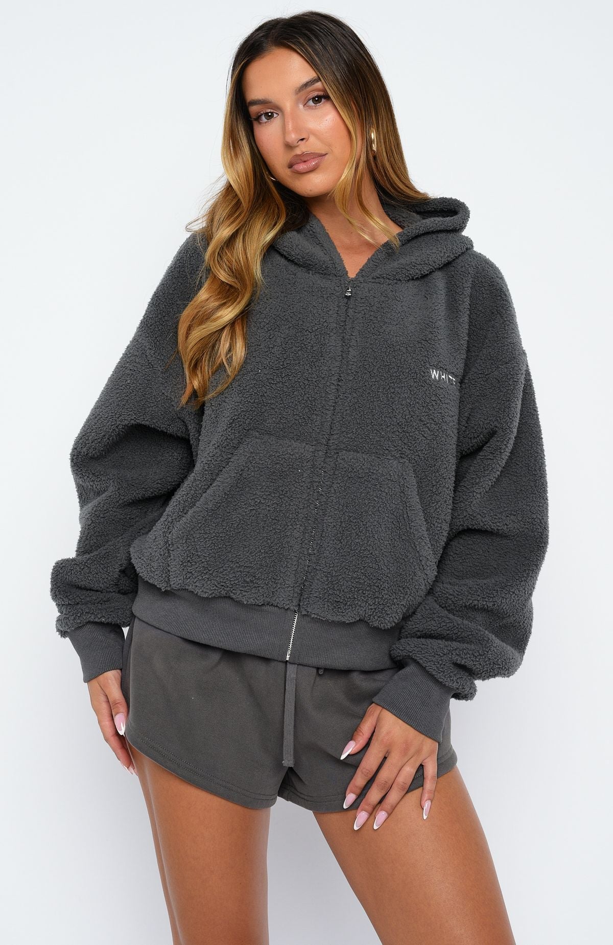 Always First Teddy Borg Boxy Charcoal Hoodie