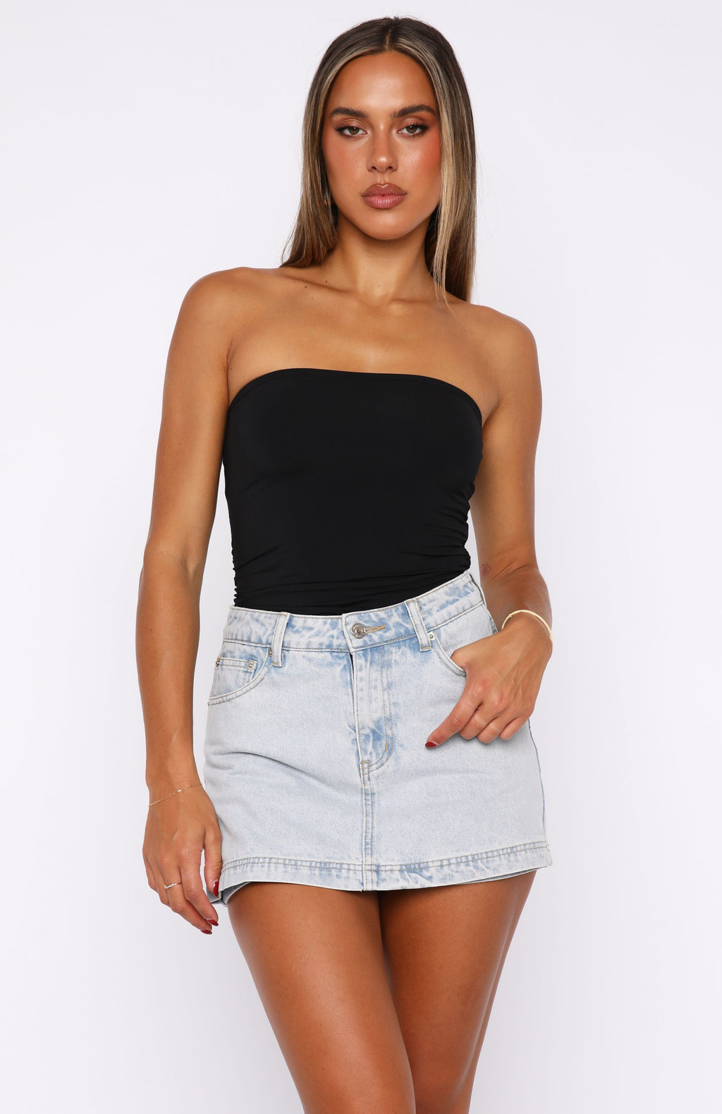 All Your Problems Denim Mini Skirt Glacier Blue