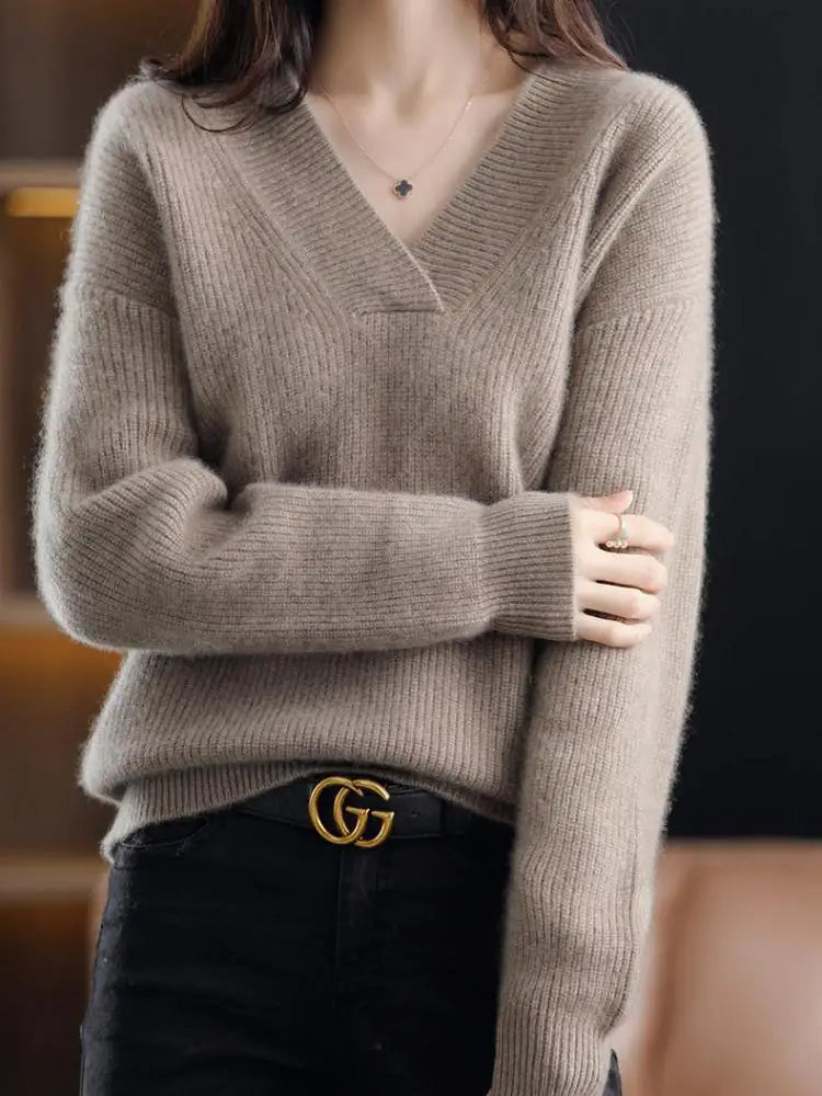 V Neck Oversize Cashmere Cozy Sweater