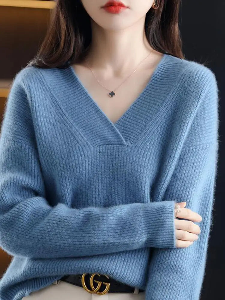 V Neck Oversize Cashmere Cozy Sweater