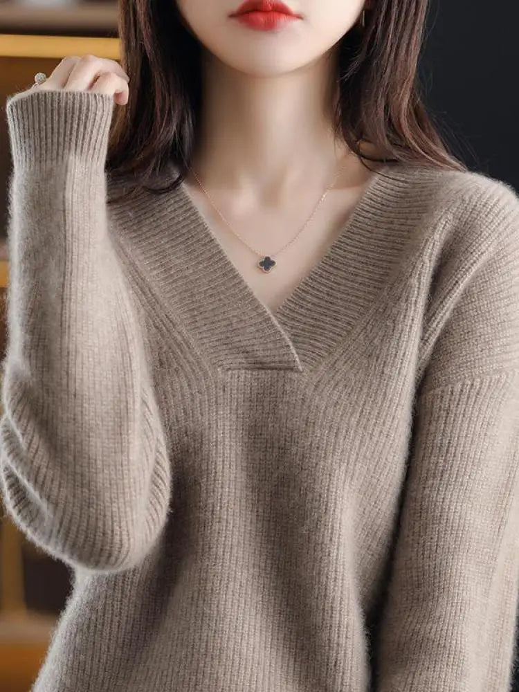 V Neck Oversize Cashmere Cozy Sweater