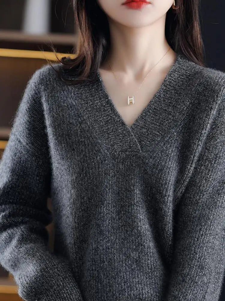 V Neck Oversize Cashmere Cozy Sweater