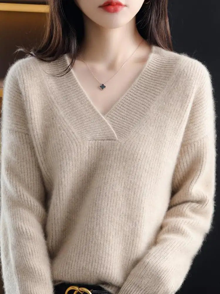 V Neck Oversize Cashmere Cozy Sweater