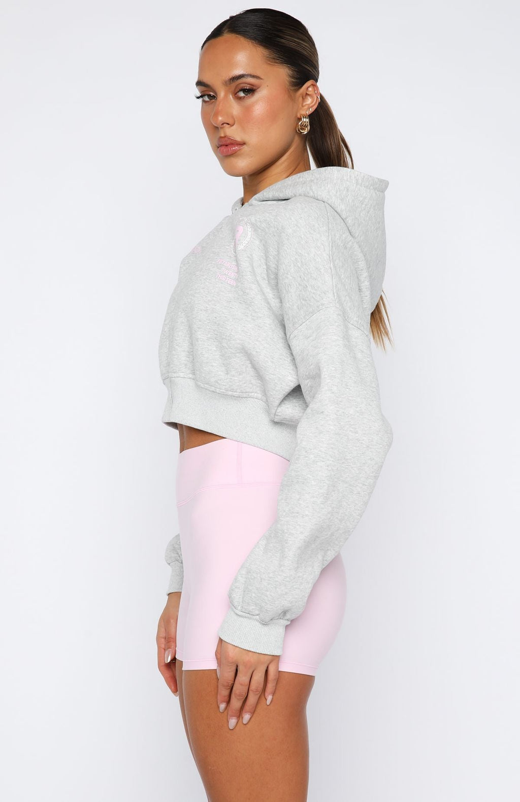 Love Game Cropped Dark Grey Marle Hoodie