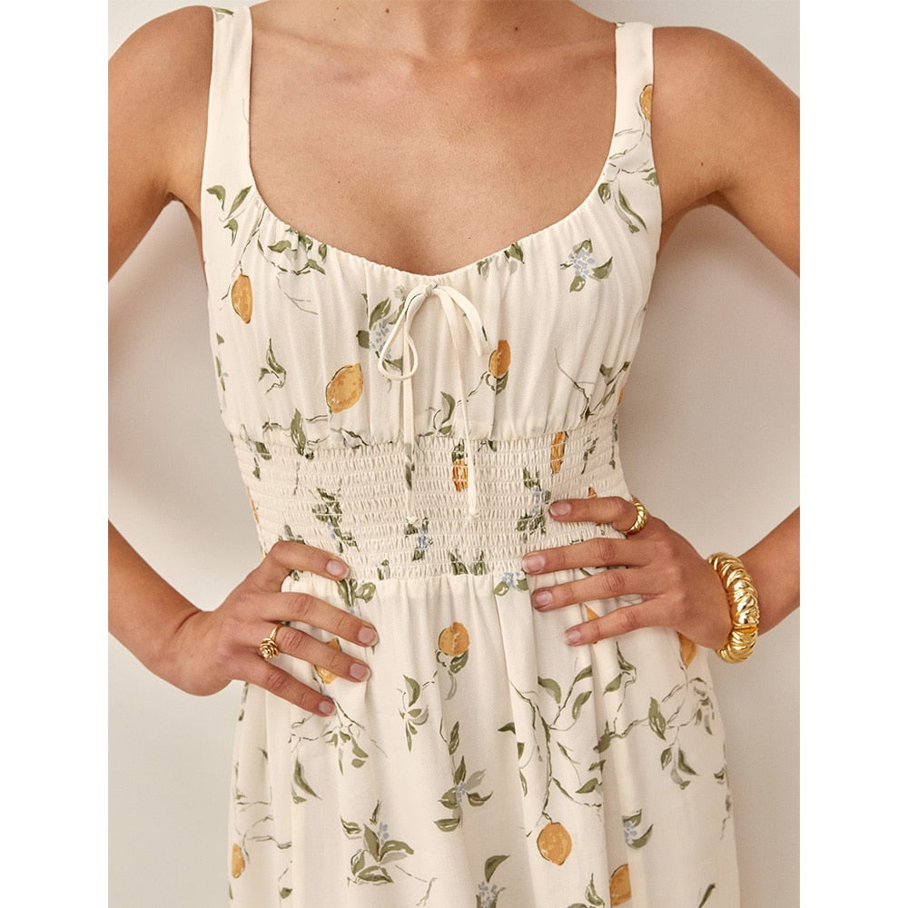 Sleeveless Chiffon Printed Casual Midi Dress