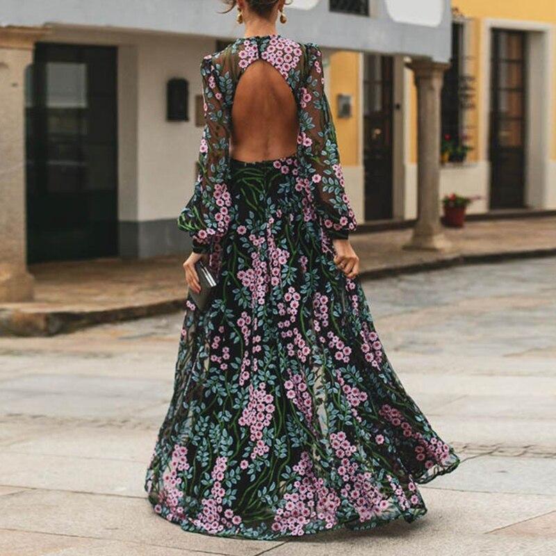 Vintage Open Back Flow Maxi Dress