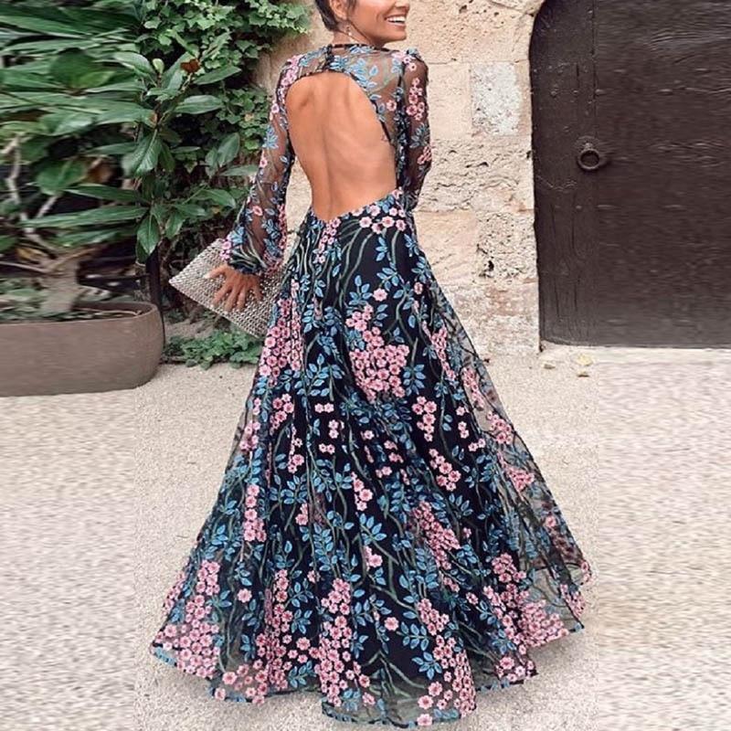 Vintage Open Back Flow Maxi Dress
