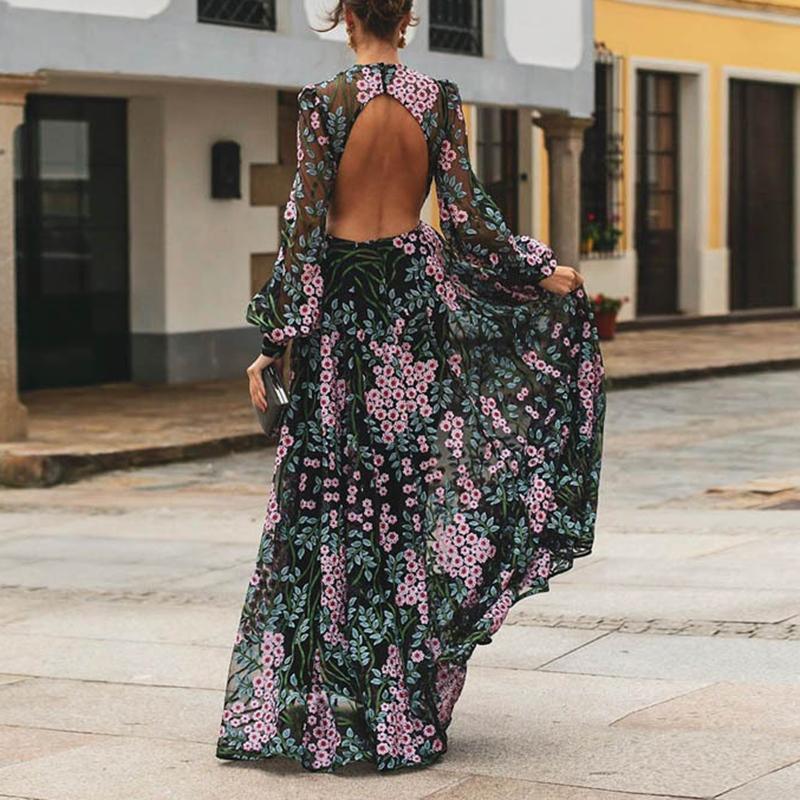Vintage Open Back Flow Maxi Dress