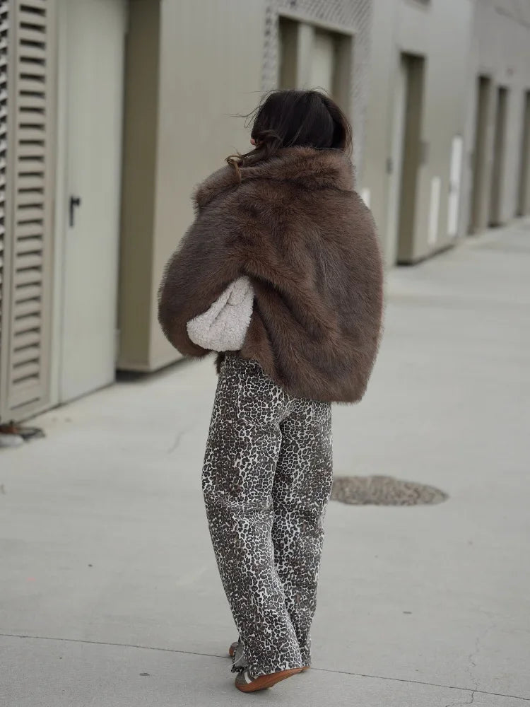 Brown Soft Plush Wool Coat