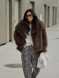 Brown Soft Plush Wool Coat