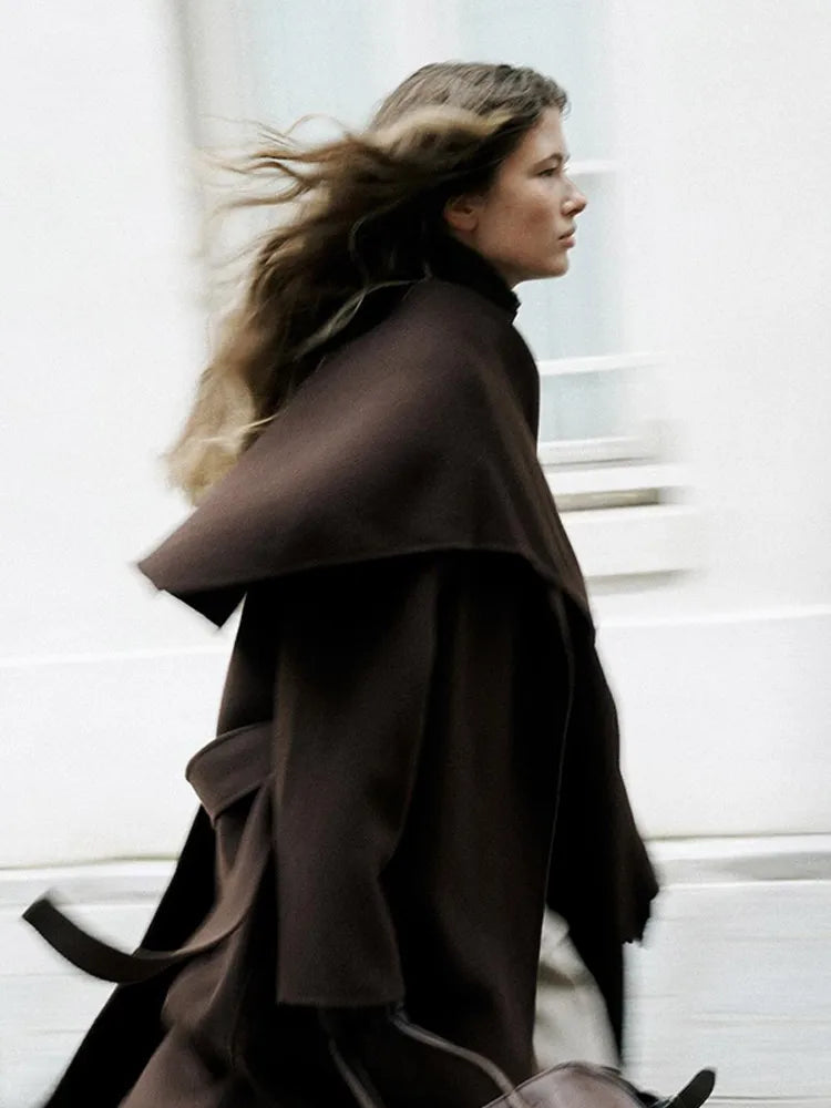 Retro Brown Wool Blend Coat