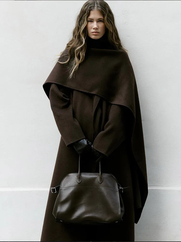 Retro Brown Wool Blend Coat